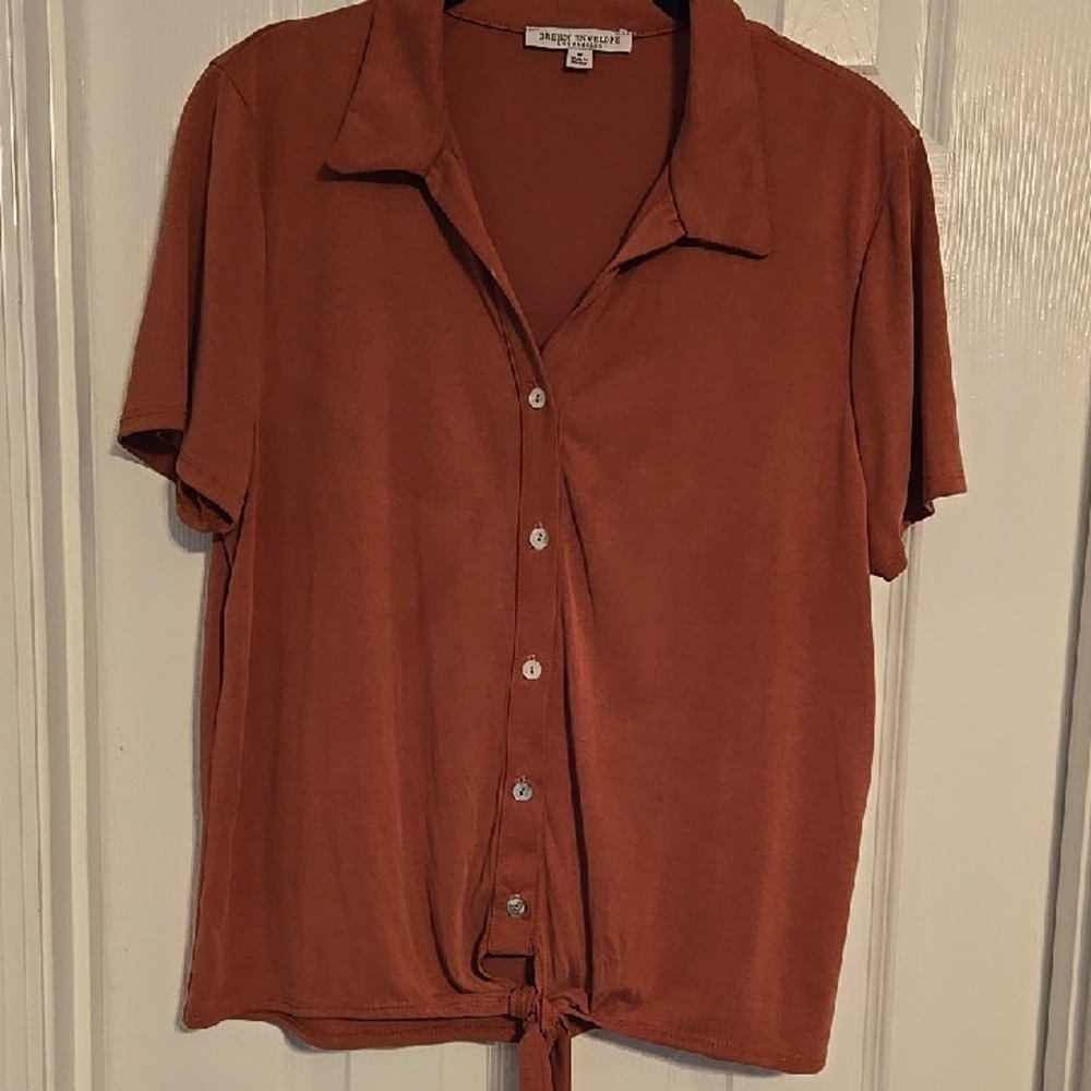 Green Envelope Terracotta Button-Down Shirt With Tie